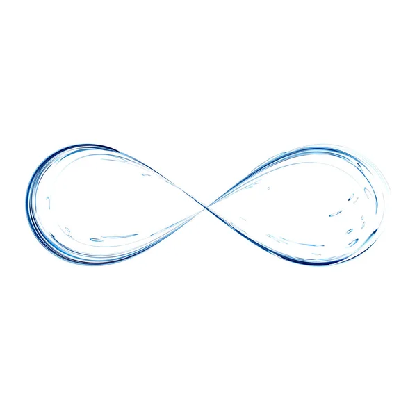 Infinity symbool pictogram vector. Blauw water splash lus. Aqua als niet eindeloos en onbegrensde bron, ecologische probleem concept. 3D illustratie. — Stockvector