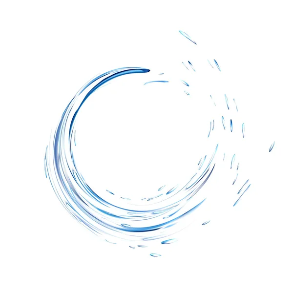 Anillo de salpicadura de agua con gotas aisladas sobre fondo blanco. azul realista aqua círculo. Vista superior. Ilustración 3d. Fondo de superficie líquida creado con la herramienta de malla de gradiente. vector — Archivo Imágenes Vectoriales