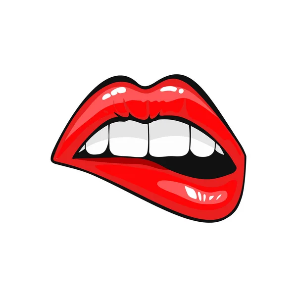 Sexy beißenden Lippen isoliert auf weiß. Vektorillustration — Stockvektor