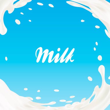 Süt sıçrama vektör çizim arka plan. 3D çizim.