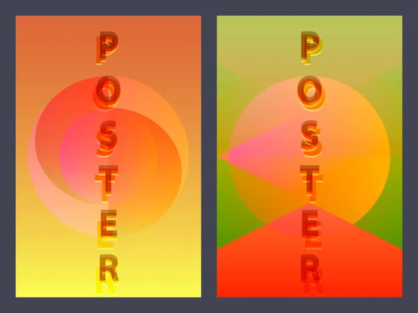 Poster met neon plat geometrische patroon. Holografische kleurrijke grafische achtergronden. Retro banner, flyer, folder, poster. Vector sjabloon — Stockvector