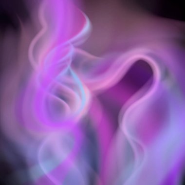 Siyah arka plan üzerinde renkli duman izole. soyut gerçekçi leylak mor mavi duman. 3d illüstrasyon. Vektör. degrade örgü ile oluşturulmuş