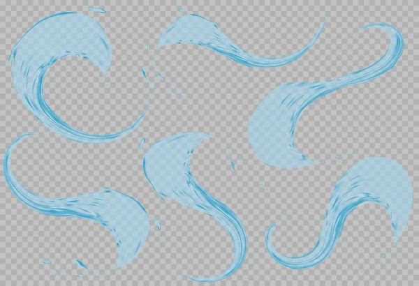 Küme şeffaf su sıçramalarına, şeffaf arka plan üzerinde izole ışık mavi renklerde aqua düşer. Şeffaflık sadece vektör dosyası. degrade kafes ile oluşturulan