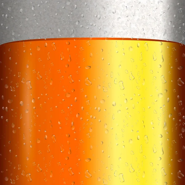 Cerveja com bolha transparente na caneca. Amarelo líquido 3d ilustração vetorial realista. Textura de cerveja fria com condensado . — Vetor de Stock