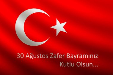 30 Ağustos. Zafer Bayramı veya zafer günü Türkiye ve ulusal gün. vektör çizim. Kırmızı ve beyaz bayrak