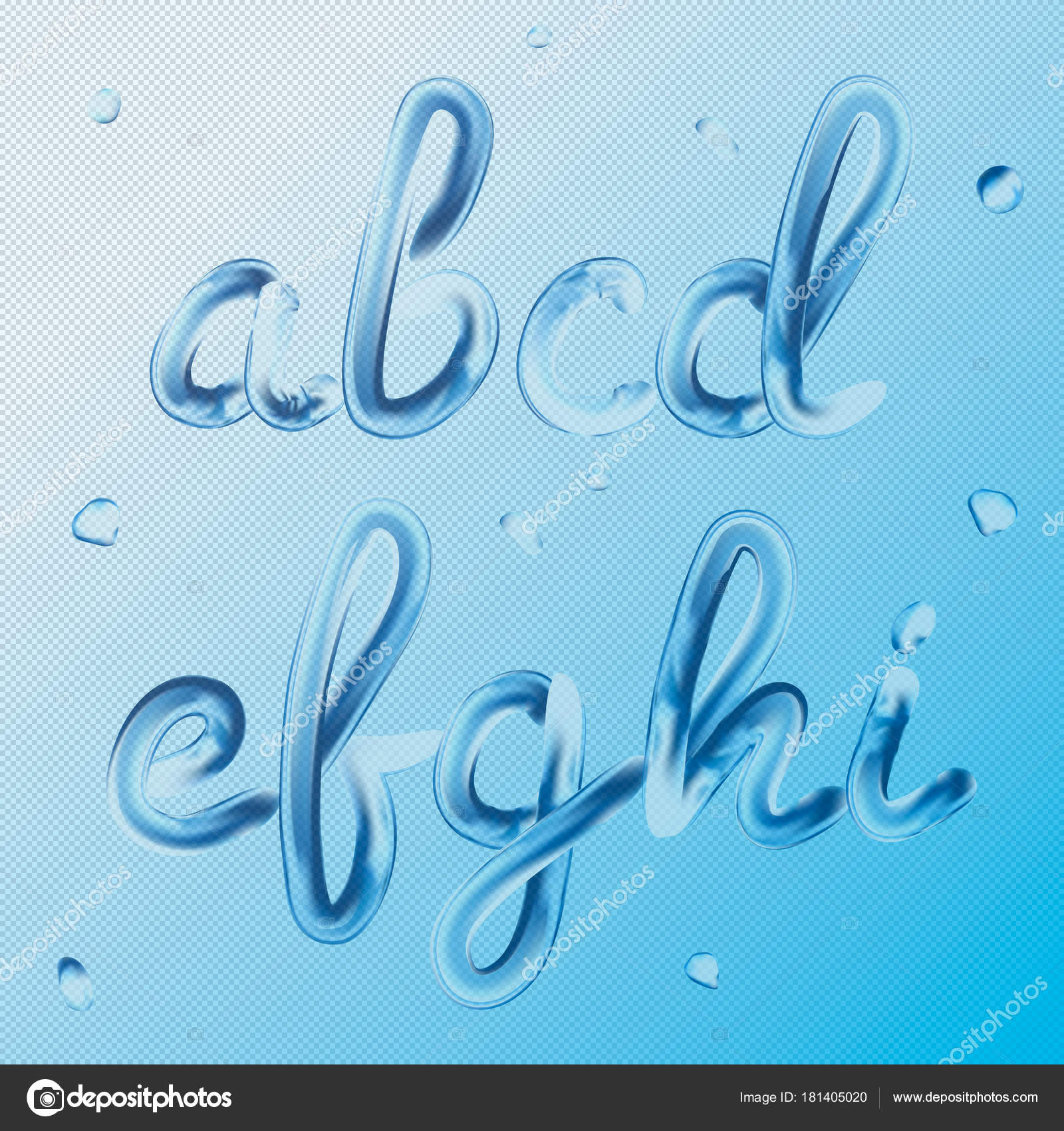 3d Font Letters A B C D E F G H I Realistic Water Paint Render Typography Vector Illustration Transparent Text Vector Image By C Gorbachlena Vector Stock