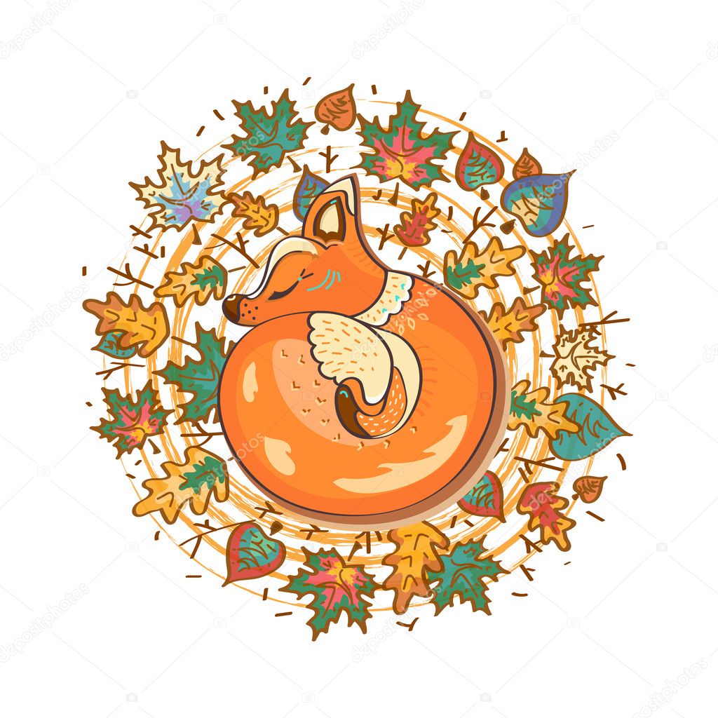 Autumn fox illustration