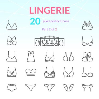Lingerie line icon set. Part 2 clipart
