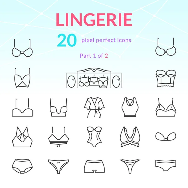 Lingerie line icon set. Part 1 — Stock Vector