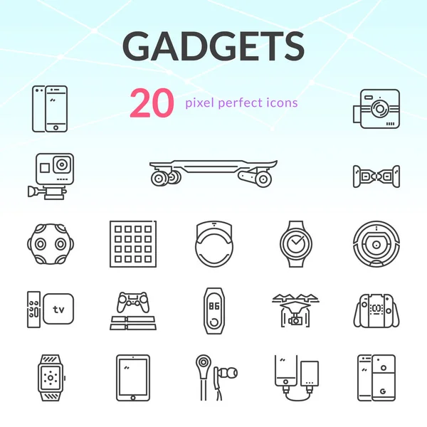 Gadgets line icon set — Stock Vector