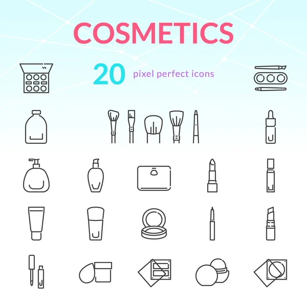 Conjunto de ícones de linha de cosméticos —  Vetores de Stock