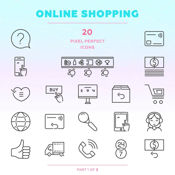 Online alışveriş satır Icon set
