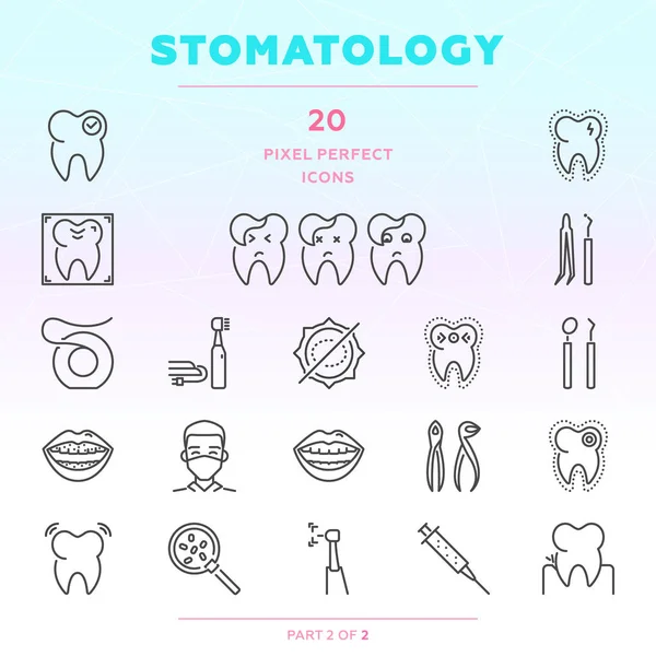 Stomatology satır Icon set. Bölüm 2