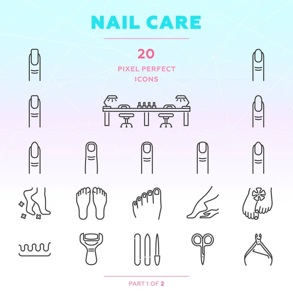 Nail care icon set. Part 1 — Stock Vector