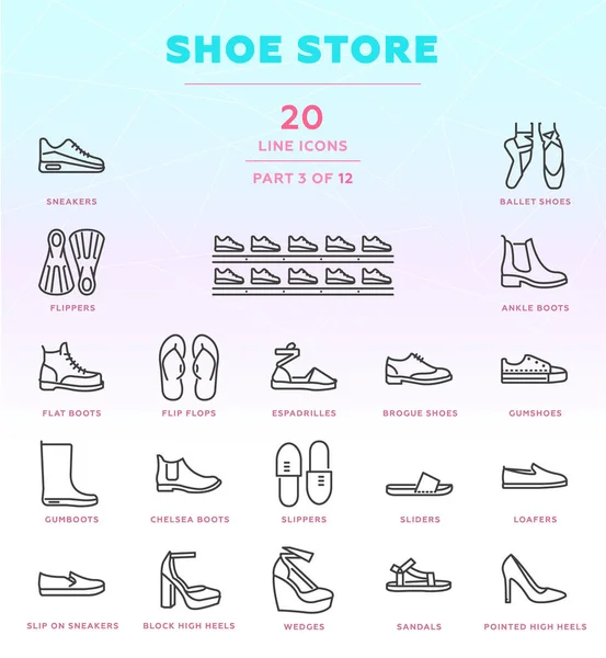 Shoe store icon set — Stock Vector