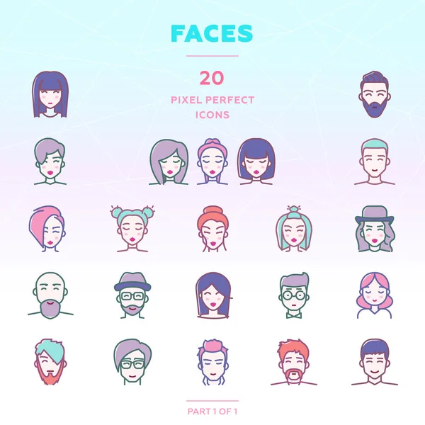 Lidé ikonky s barevnými vlasy — Stockový vektor
