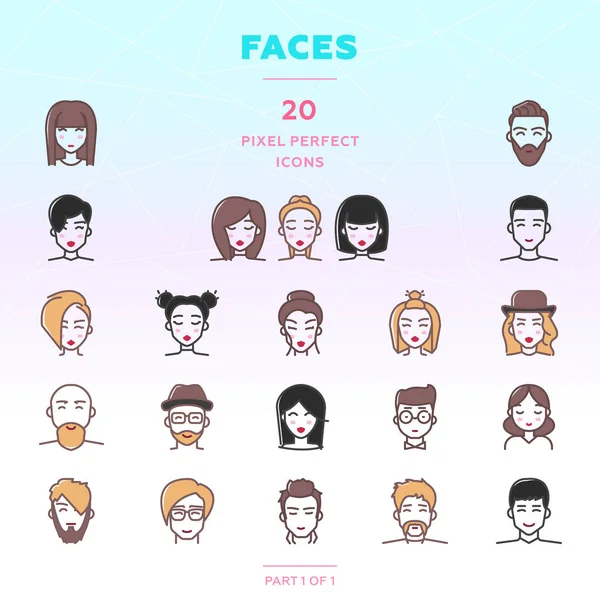 Lidé ikonky s přírodní barevné vlasy — Stockový vektor