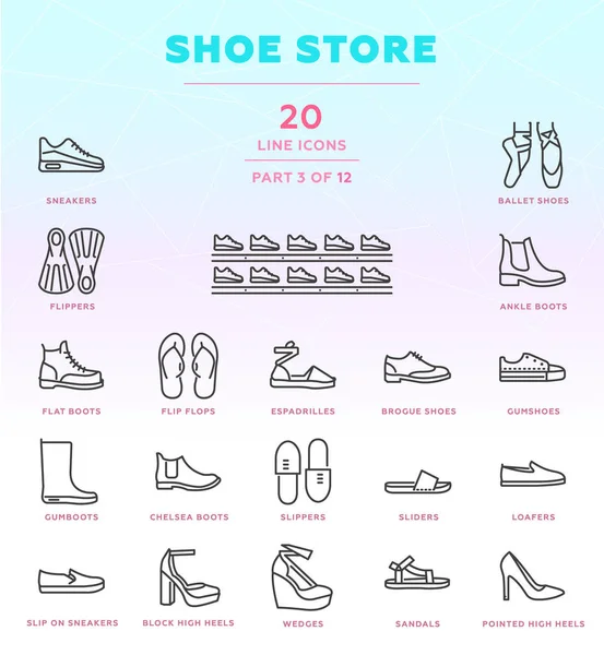 Sada ikon obchod obuvi — Stockový vektor