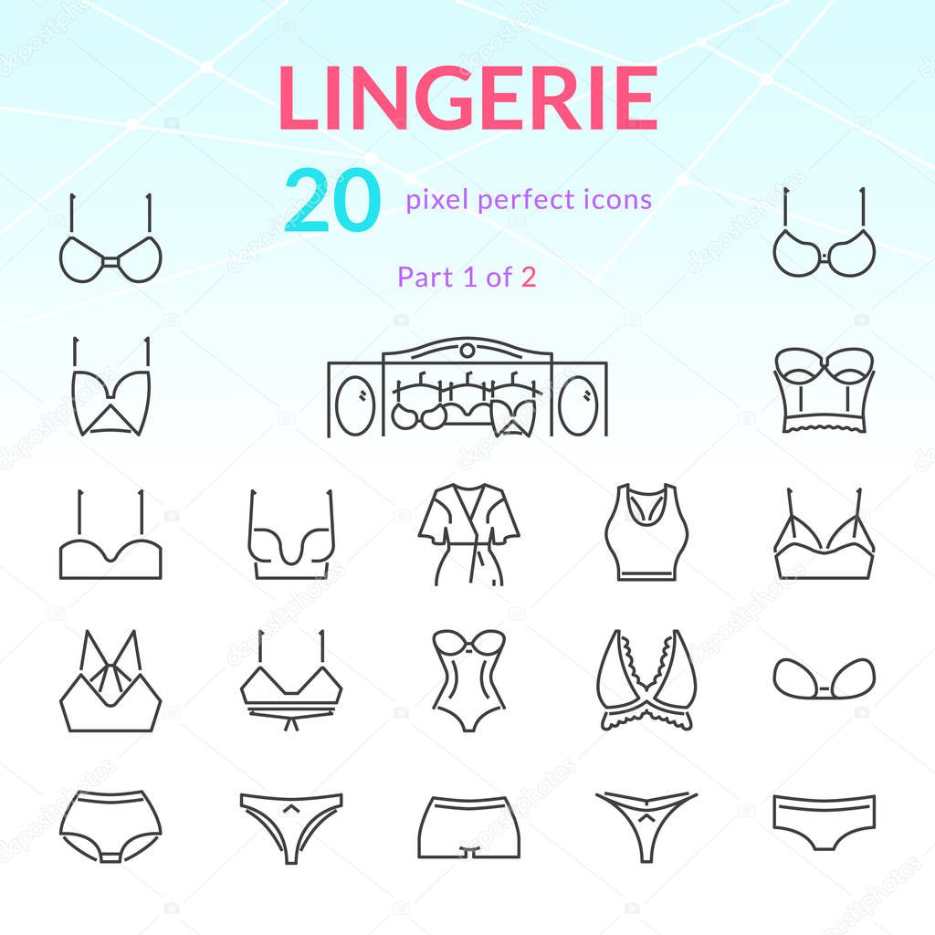 Lingerie line icon set. Part 1