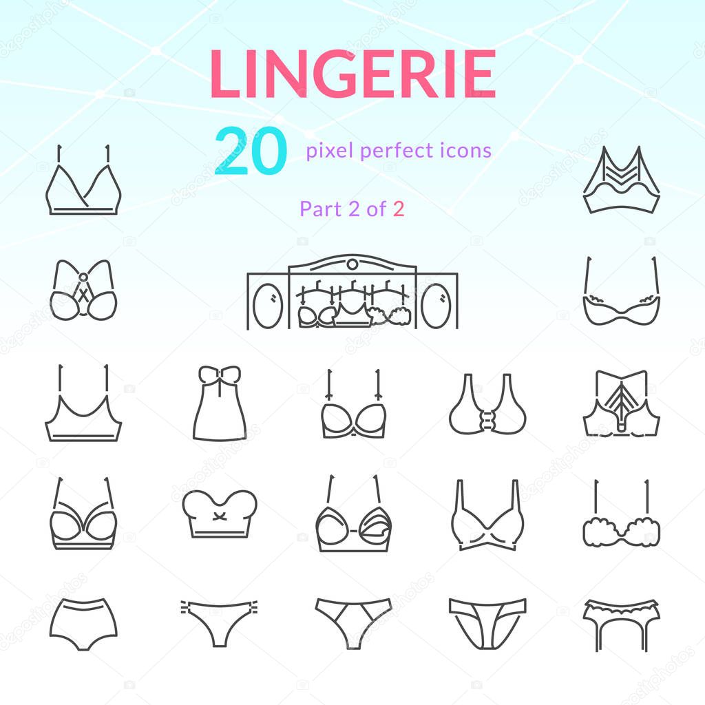 Lingerie line icon set. Part 2
