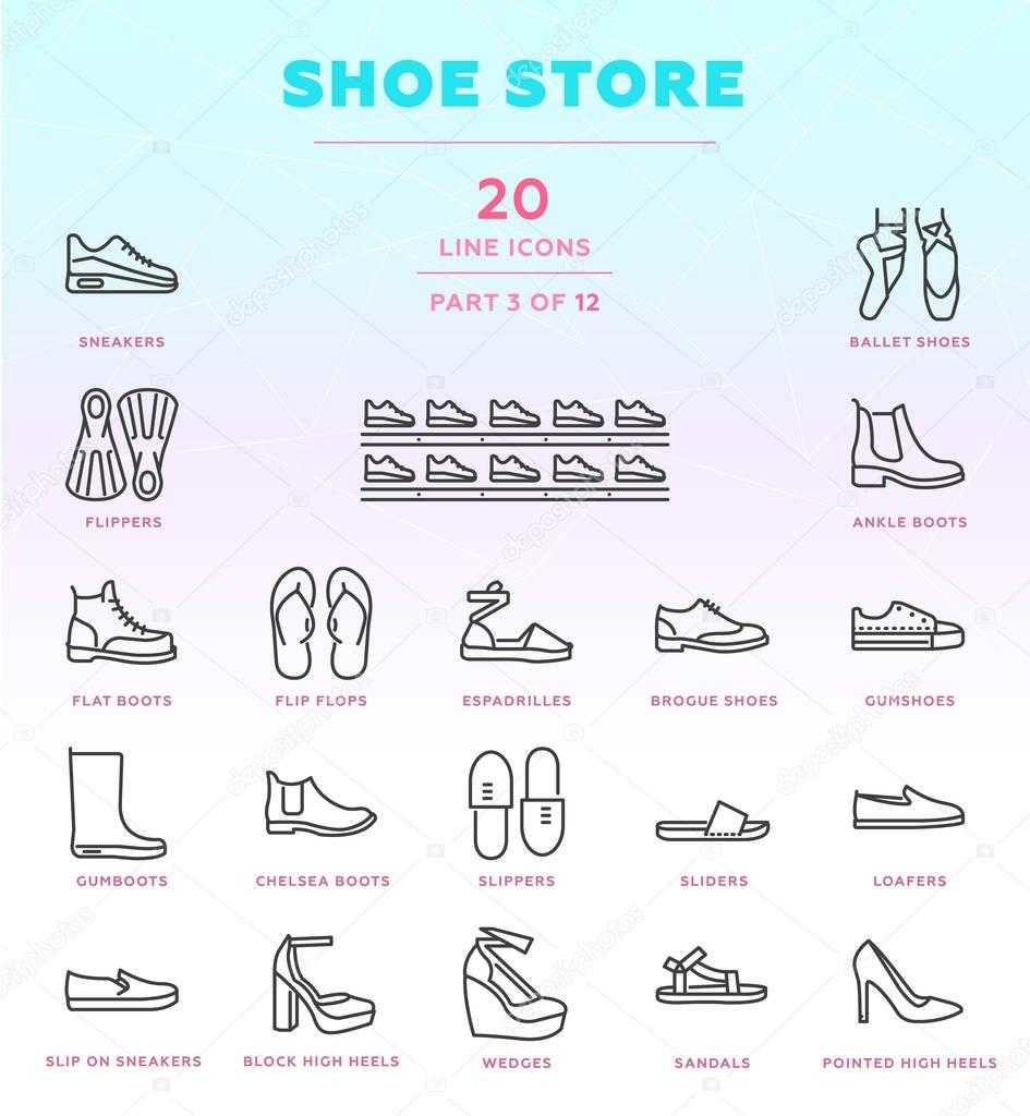 Shoe store icon set