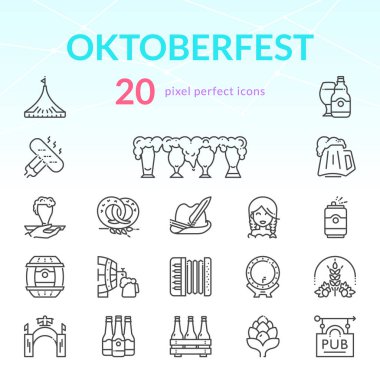 Ekim Festivali çizgi Icon set