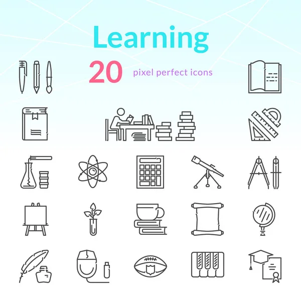 Learning line icon set — Stock Vector