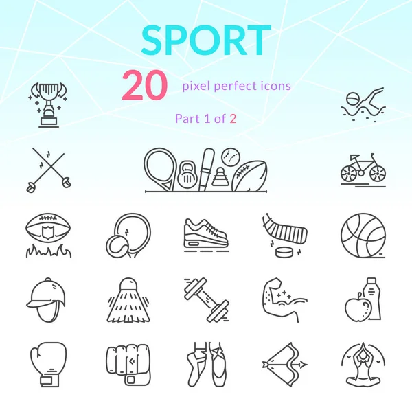 stock vector Sport stuff line icon set