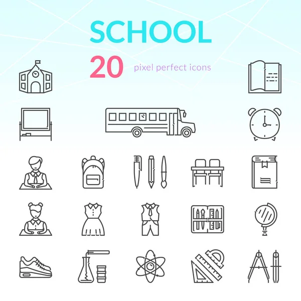 Okul çizgi Icon set