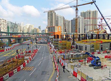  Büyük inşaat alanında West Kowloon Terminus istasyonunun Hong Kong