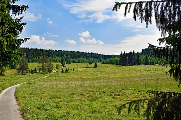 Romantiskt landskap i Schwarzwassertal i Erzgebirge i Sachsen / Tyskland — Stockfoto