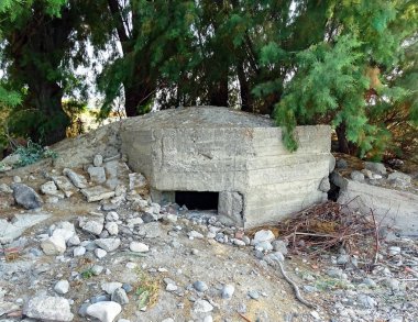 Bunker üzerinde plaj Psalidi Akdeniz Kos Adası Yunanistan üzerinde yok 