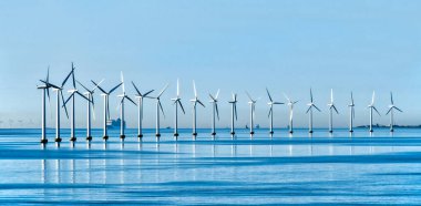 Offshore wind turbines on the coast of Copenhagen in Denmark clipart