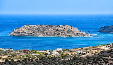Island Spinalonga (Kalydon) in the western gulf of Mirabello off the island Crete in Greece clipart