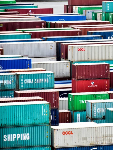 Hamburg Deutschland August 2018 Blick Über Viele Reihen Gestapelter Container — Stockfoto