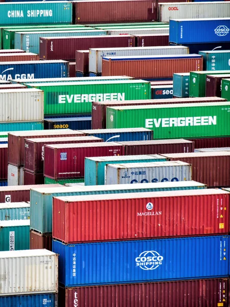 Hamburg Deutschland August 2018 Blick Über Viele Reihen Gestapelter Container — Stockfoto