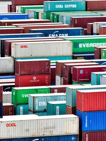 Hamburg Deutschland August 2018 Blick Über Viele Reihen Gestapelter Container — Stockfoto