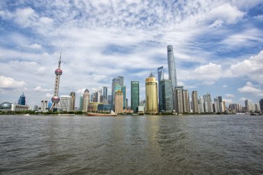 güzel gece karanlığında shanghai pudong manzarası