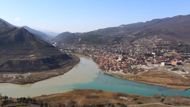 Mtsheta, Gürcistan'ın havadan görünümü — Stok video