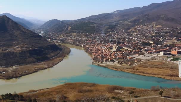 Mtsheta, Gürcistan'ın havadan görünümü — Stok video