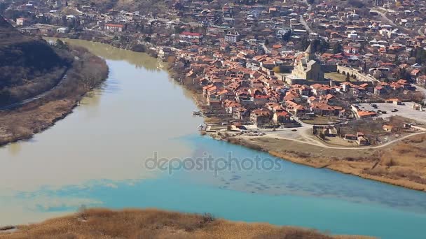 มุมมองทางอากาศของ Mtskheta, Georgia — วีดีโอสต็อก