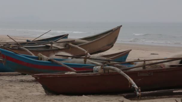 Fischer Boot Land Goa — Stockvideo
