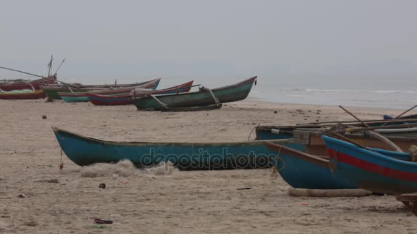 Rybáři Člunu Břeh Goa — Stock video