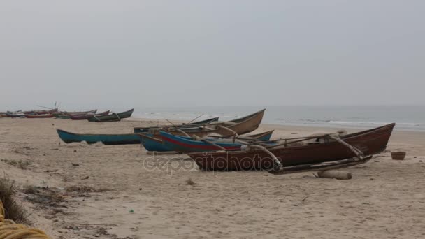 Fishermen Boat Shore Goa — Stock Video