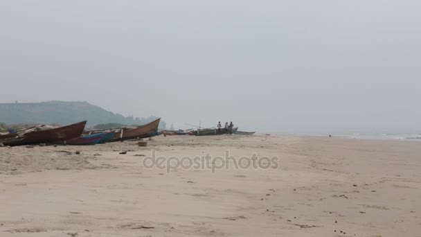 Pescadores Barco Costa Goa — Vídeo de Stock