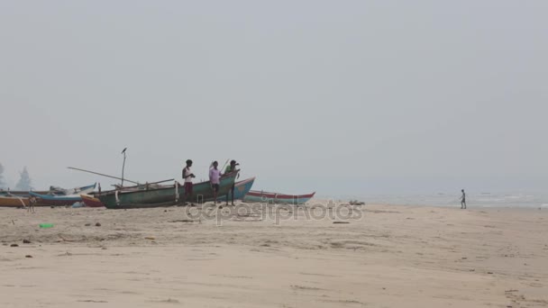 Pêcheurs Bateau Sur Rivage Goa — Video