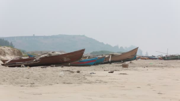 Pêcheurs Bateau Sur Rivage Goa — Video