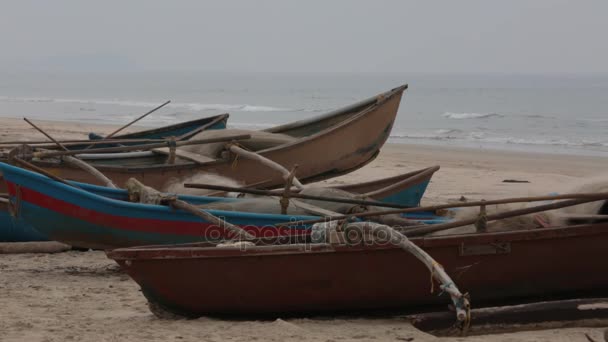 Rybaków Łodzi Brzeg Goa — Wideo stockowe