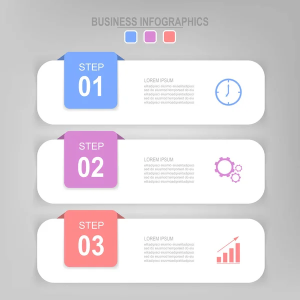 Infografik des Schrittes, flaches Design des Business-Icon-Vektors — Stockvektor