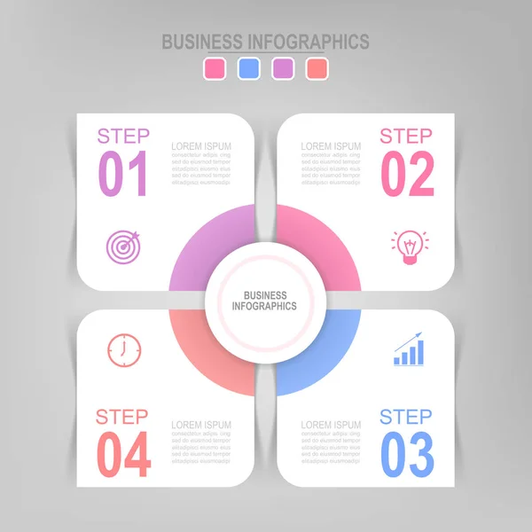 Infografica di step, progettazione piatta di business icon vector — Vettoriale Stock